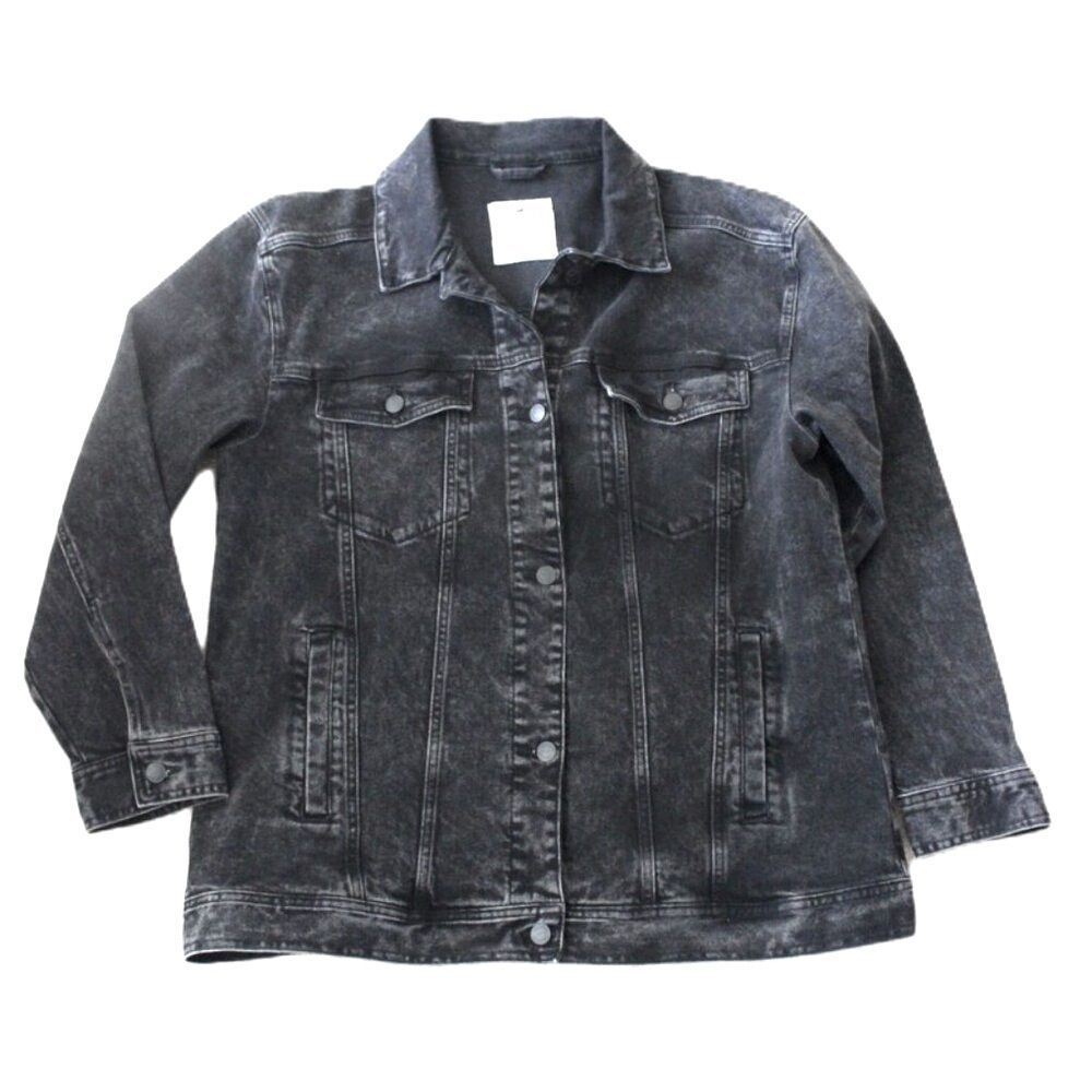 nwot HOLLISTER Oversized Denim Trucker Jacket in Black Wash - Size XL